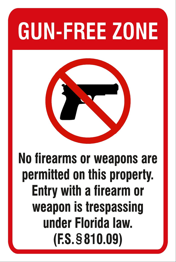 Gun Free Zone Sign