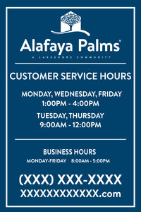 Office Hours Sign with Customer Service Hours